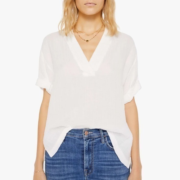 XiRENA Tops - Xirena Avery White Cotton Gauze‎ Short Sleeve Casual Top